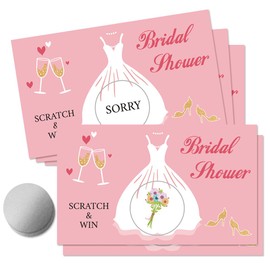 THEBESTU 50 Psc Bridal Shower Scratch off Game Cards, Wedding Dress Scratch Cards for Country Wedding Bridal Shower, Engagement Bachelorette Party Games Party Supplies, Bridal Lottery Tickets
