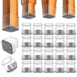 Chair rubber Universal  Leg Protectors for Hardwood Floor Fits All Shape Chair Mat for Wood and Tile Floors. Square Cover Furniture Heavy Duty:_Square Grey_24 pcs