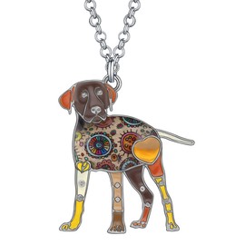 DUOWEI Cute Labrador Dog Necklace Pendant Zinc Alloy Enamel Labrador Jewellery Gifts, Zinc