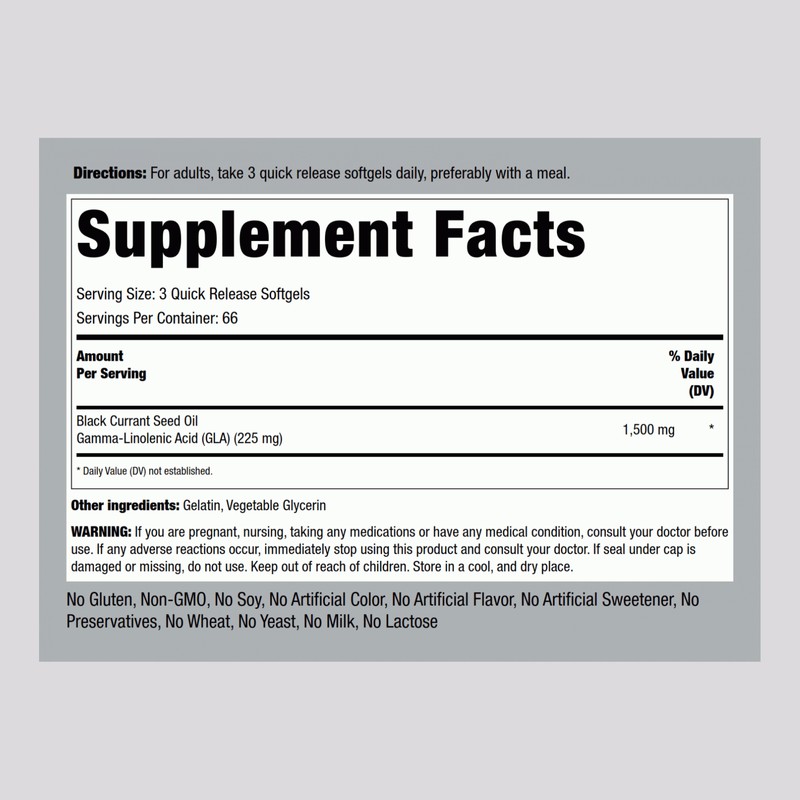 Piping Rock Black Currant Seed Oil Softgels | 1500mg |