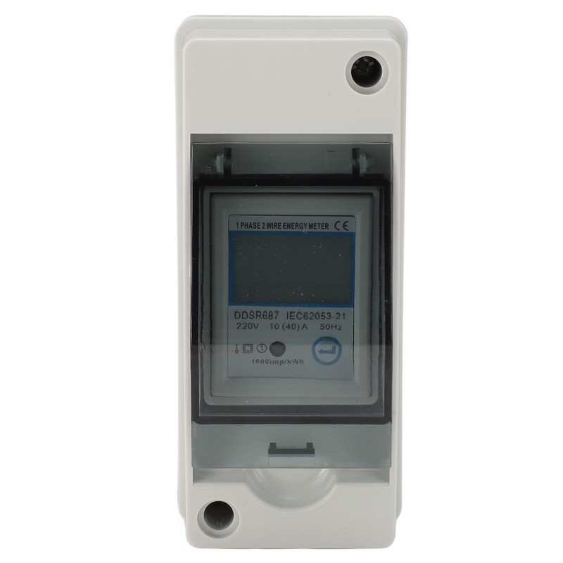 Single Phase Energy Meter LCD Backlit Display 35mm DIN Rail