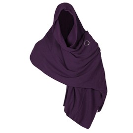 SYQBR Medieval Shawl Pirate Scarf with Pin, Post Apocalyptic Shaman Cowl Hood Retro Viking Bandana, Renaissance Costume Shemagh Sash for Cosplay Party