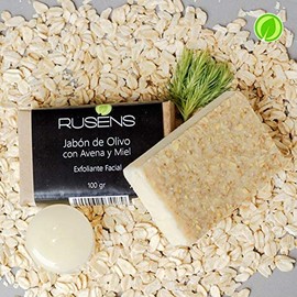 Rusens - Kit de 3 Jabones de Avena con Miel Exfoliante Facial 100% Natural, Limpieza, Suavidad e Hidratación