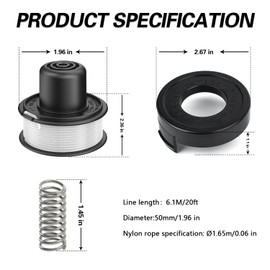 3+1+1Rasentrimmer Spule,Spulenschnur,Spulenschnur für Rasentrimmer Kompatibel mit Black & Decker Rasentrimmer GL250, GL310, GL360,Trimmer Fadenspule,Nylon Rasentrimmer Ersatzspule