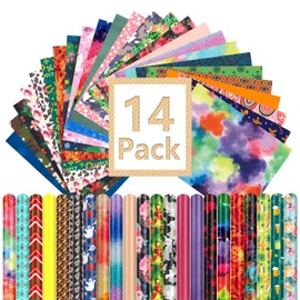 Tintnut Mystery Pack Heat Transfer Vinyl - 10" x12" 14 Sheets Bundle Watercolor Rainbow Iron on Vinyl Seamless Colorful Pattern Printed HTV DIY T-Shirts Canvas Bag