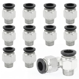 HARSKIYER 6 Pcs Push to Connect Fittings 3/8 Inch Tube OD x 1/4 Inch NPT Thread, Male Straight Pneumatic Air Hose Quick Connect Fittings