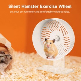 Silent Hamster Wheel, Hamster Exercise Wheel with Adjustable Acrylic Stand, Hamster Exercise Wheel for Gerbil, Syrian & Dwarf, Chinchilla and More Small Animal Hamster Running Wheels (8.2 in)