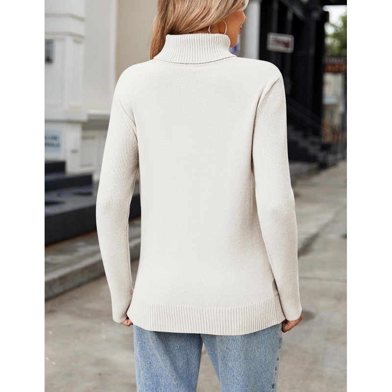 Zeagoo Womens Sweaters 2025 Turtleneck Long Sleeve Ribbed Knitwear Pullover