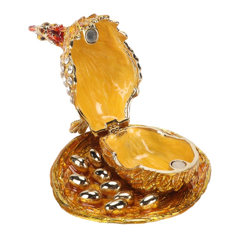 Golden Hen Figurine Trinket Boxes Handcraft Exquisite Small Jewelry Box