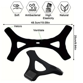 2 Stück Veralabs Airflow Jaw Strap Air Flow Jaw Strap Breathable Snoring Chin Strap Air Flow Jaw Strap for Sleep Apnea Adjustable Jaw Strap for Men and Women mit zwei Augenklappen(Schwarz)