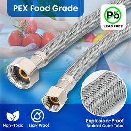 Frutlait 304 Stainless Steel Sensor Valve Kit – Fixes Hot/Cold Mixing & False Starts in Recirculating Systems, Replaces 367010, 595926, WP596816, with 2×12" Hoses & Bypass Valve