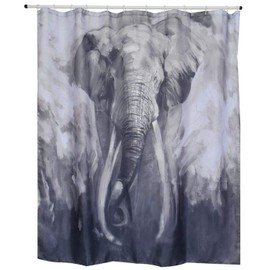 Spirella Anti-Mould Shower Curtain - Anti-Bacterial, Washable, Waterproof, Polyester, "Elephant" 180 x 200 cm