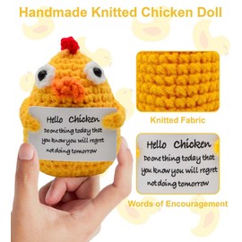COOLACC Mini Positive Crochet Emotional Uplifting Coworker Sister Brother Support Gift for Friend Daughter Son Small Birthday Gifts Fun Desk Decor [Chicken]
