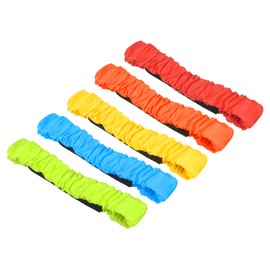 PATIKIL 3 Legged Race Bands Set, 5 Pack Elastic Tie for Outdoor Birthday Party Carnival Relay Game (Blue, Green, Orange, Red, Yellow)
