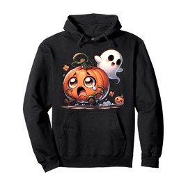 Funny Pumpkin with Sweet Ghost Pullover Hoodie