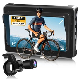 PARKVISION Handlebar Bike Mirror, Bicycle Rear View Camera with Anti-Glare Sunshade, 4.3'' HD 1080P Monitor, 120°/100°/80°/60° Wide Angle View, 10000mah Battery, Bike Camera for Mountain