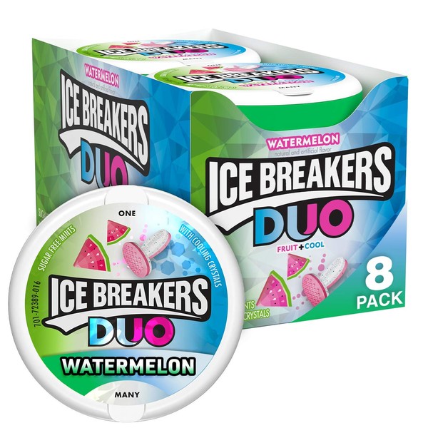 ICE BREAKERS Duo Sugar Free Mints, Watermelon, 1.3 Ounce (Pack of 8)
