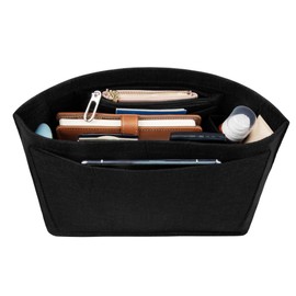 Vercord Purse Insert Organizers Felt Handbag Organizer Bag in Bag for Nylon Tote Black Small