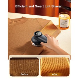 coldSky Rechargeable Fabric Shaver, Lint Shaver with Digital Display, Sweater Shaver with 6-Leaf Blades and Safety Lock, 3-Speeds Defuzzer Remove Fuzz, Pills from Clothes, Furniture, Sofa, Dark Gray