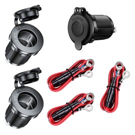 GTIWUNG 3 Stück Auto Zigarettenanzünder Steckdose Wasserdicht, KFZ Einbausteckdose 12 V, 12V/24V Gleichstrom-Feuerzeugsteckdose Adapter mit 60CM 18AWG Anschlusskabel, für Boot Motorrad Auto