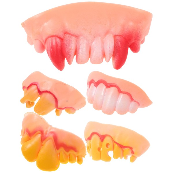 SEWACC 5pcs Funny Wacky Artificial Teeth, Plastic False Prop Toy