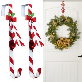 KEDONCHEN 2 Pack Metal Wreath Hangers for Front Door，Hanger Hooks for Christmas Front Door Decorations, Door Wreath Hanger，Door Hanger for Wreath Front Door……