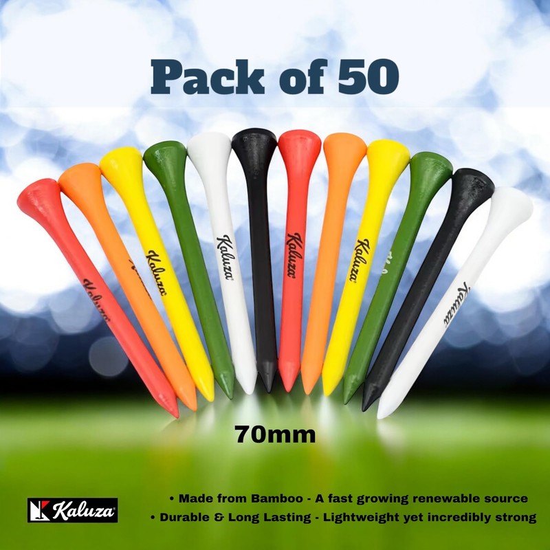 Kaluza Eco-Friendly Bamboo Golf Tees - 50 Pieces | 70mm