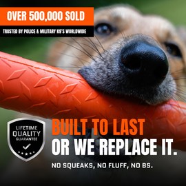 Monster K9 Indestructible Stick Dog Toy - Lifetime Replacement - Durable for Aggressive Chewers - Safe Non-Toxic Natural Rubber - Chew, Tug & Fetch - Tough, Heavy Duty - USA Made - Solid-Core, 9" x 2"