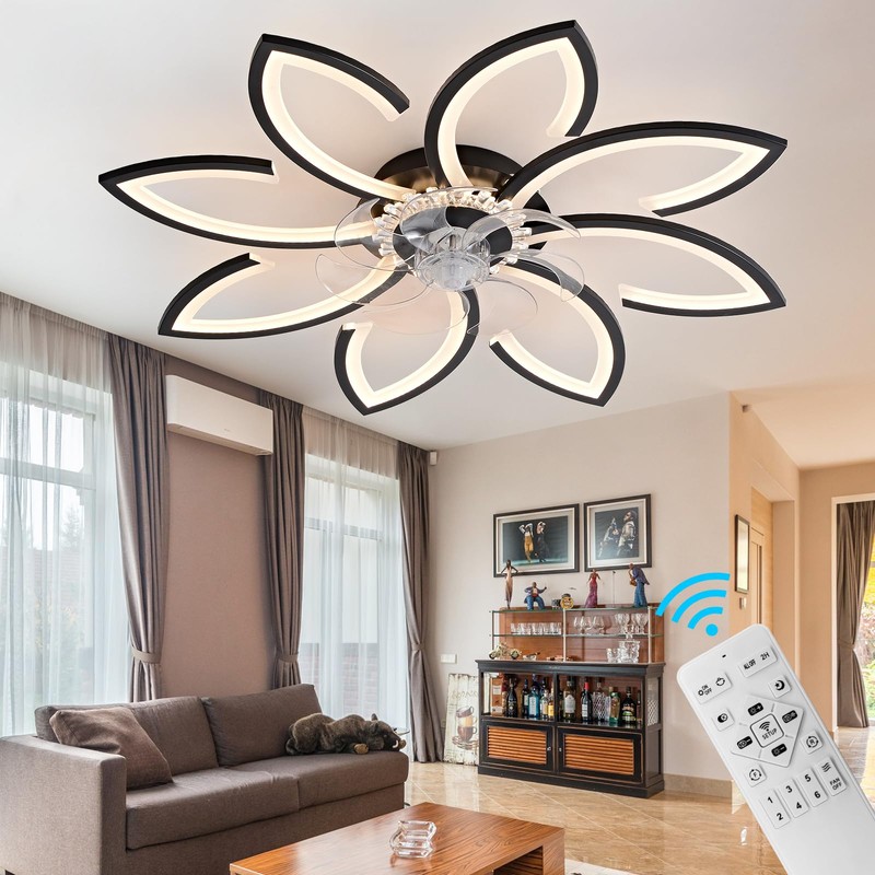 Modern 35" Ceiling Fan with Lights & Remote Control, Low