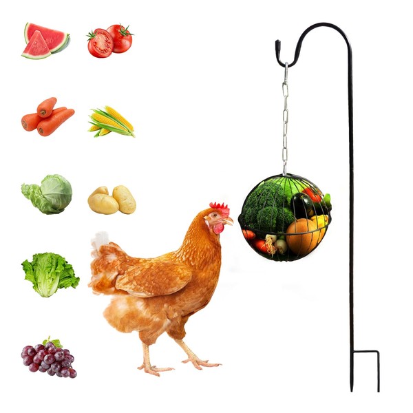 Hanging Chicken Feeder, 7 Inch Chicken Food Dispenser with Shepherd's