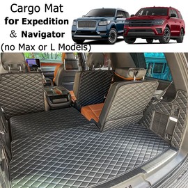 7DEEKEI for 2018-2025 Ford Expedition/Lincoln Navigator (no Max or L Models) Trunk Mat ＆ Rear Backrest Mat Cargo Liners All Weather Waterproof