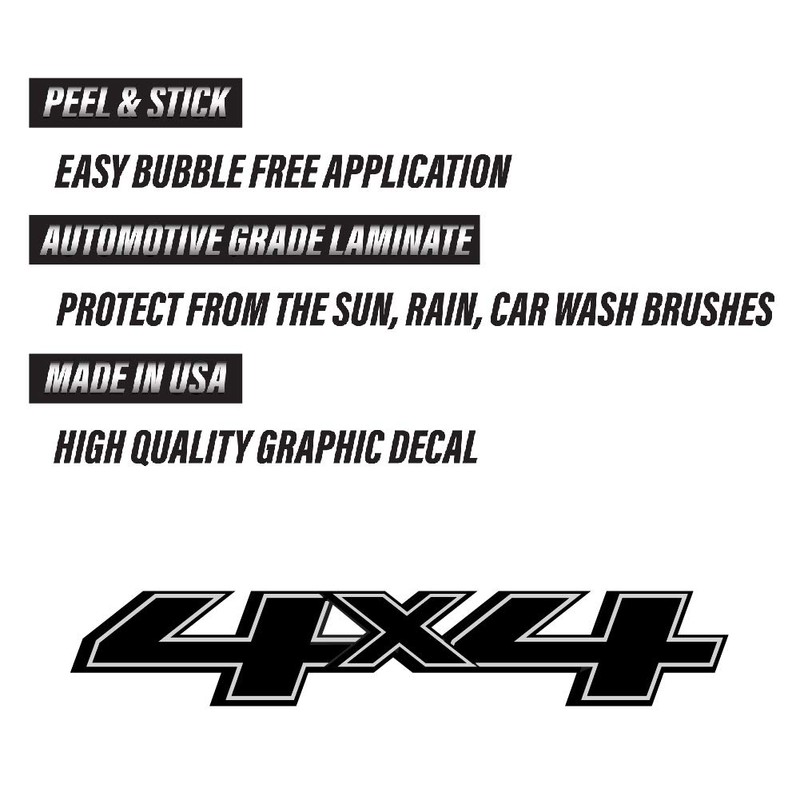 GMC Sierra 4x4 Truck Black Blackout Decals Bedside Replacement Stickers/Set