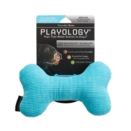 PLAYOLOGY Plush - Squeaky Bone - Medium - Engaging All-Natural Peanut Butter Scent