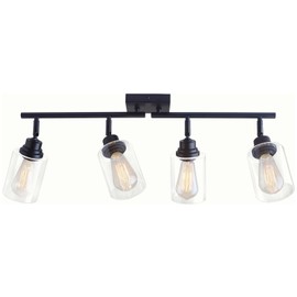BANGANMA Modern 4-Light Track Lighting Fixtures Ceiling with Clear Glass Shades, E26 Base Kitchen Ceiling Light Fixture for Living Room, Bedroom & Bathroom
