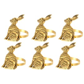 CENPEK 6pcs Easter Bunny Napkin Rings Rabbit Napkin Ring Holders Mental Table Decor for Easter New Year Thanksgiving Festival Party Banquet Dinner Spring Table Decoration (Gold)