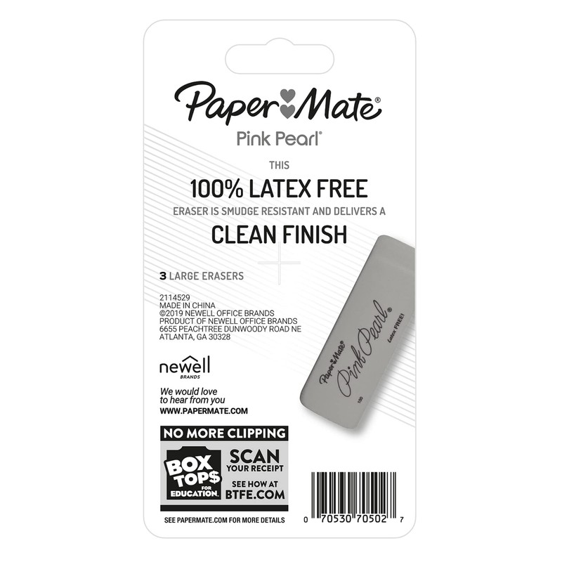 Paper Mate® Pink Pearl® Erasers, Medium, Pack of 3