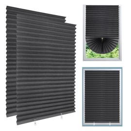 2 Pack Temporary Blackout Blinds, 150 * 60cm Stick on Blinds Curtains No Drill Blinds Curtains Blackout Blinds High Shading Blinds for Home Bedroom Kitchen Bathroom Windows, Easy Fit Blinds with Clips