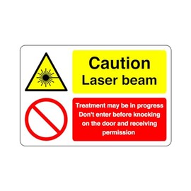 Safety First Display LTD Caution laser beam sign - 1.2mm Rigid plastic for indoor/outdoor usage (300mm x 200mm) Viewing Distance within 7m.
