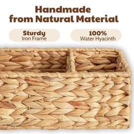 Onhomes Anne 3-Section Wicker Basket for Shelves– Water Hyacinth Basket, Toilet Paper Organizer, Bathroom Storage Baskets for Toilet Tank