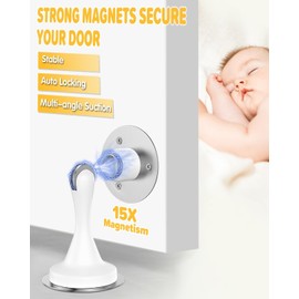 Door Stoppers Magnetic Door Catch - 6 Pack Stainless Steel Heavy Duty Door Holder Stops for Bottom Top of Door - Wall Floor Mounting No Drill Strong Adhesive & Screws Strong Magnet Keep Door Open