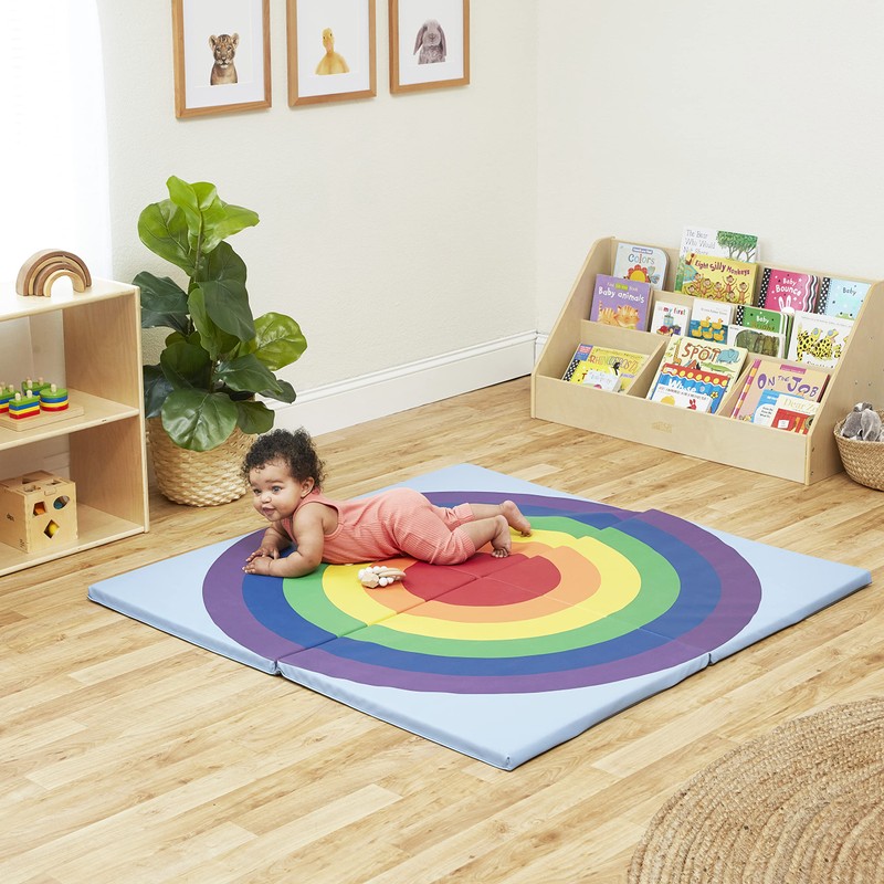 ECR4Kids SoftZone Rainbow Activity Mat, Folding Playmat, Rainbow