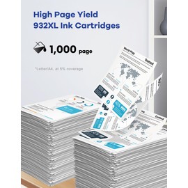 932XL Black Ink Cartridges High-Yield 2-Pack Replacement for HP 932 XL 932XL Ink Cartridges for OfficeJet 6600 6700 7510 7610 7612 6100 7620 7110 Printer Ink