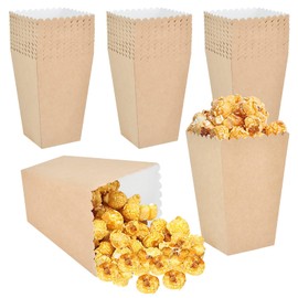 Worldity 150 Pcs Popcorn Boxes, 22-27 Oz Mini Paper Popcorn Box, Oil-Proof Kraft Paper Popcorn Bags, Popcorn Container for Movie Theater Carnival Birthday Party Supplies(3.54 x2.48 x5.35 Inch)