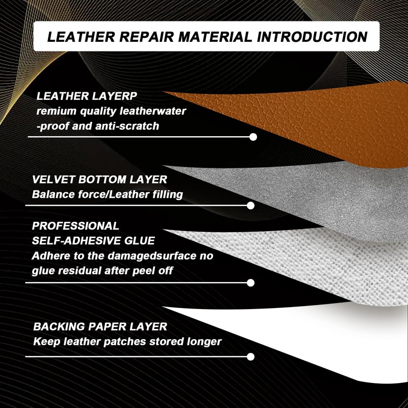 Self-Adhesive Leather Repair Patch, Leather Repair Tape for Furniture, 4"