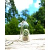 Live Wearable Cactus Necklace Miniature White Cactus Necklace Nature Terrarium