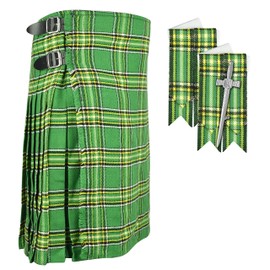 Kill de jardín verde escocés irlandés de 8 yardas con chispas y alfiler de regalo, Irish National Green, 38" at Belly Button
