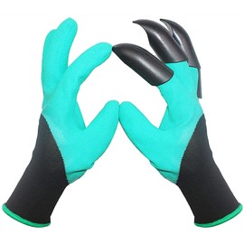 1 Pair Garden Gloves with Fingertips Claws Garden Rubber Working Glove Gardening Digging Planting Weeding Waterproof Glove Outdoor (Color : 1)