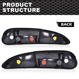 CNNELL Tail Lights Assembly Rear Lights Compatible with Chevy Camaro 1993 1994 1995 1996 1997 1998 1999 2000 2001 2002 LH & RH Tail Lamps Yellow/Red/Clear Lens Black Housing 5976519 5976520