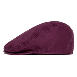 BOTVELA Men Cotton Twill Newsboy Flat Ivy Driving Hat Fitted Cap (Burgundy, 7 3/8)