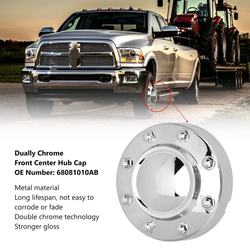 2012 for Ram 3500 Front Hub Caps, 68081010AB Dually Chrome